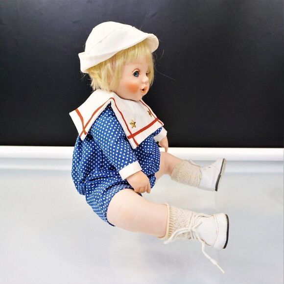 Vintage Porcelain Doll Child With Sailors Clothing - Picture 3 of 8